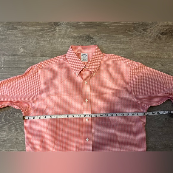 Brooks Brothers Regent Button Down Check Shirt White Orange Mens 16-32 Preppy - Picture 2 of 7